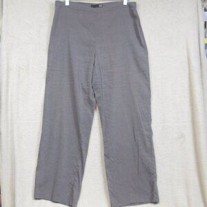 Eileen Fisher Linen Blend Pants Size 12 Gray Taupe Side Zip Trouser